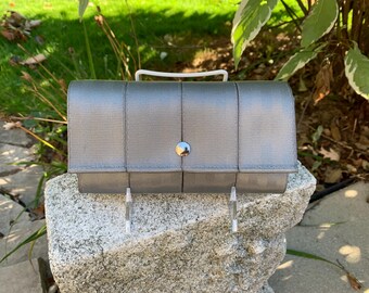Bailey Seat Belt Snap Wallet in Silver