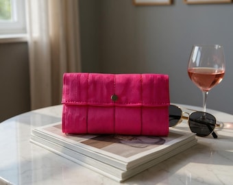Bailey Seat Belt Snap Wallet in Fluorescent Pink