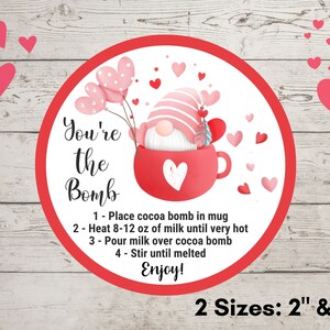 Hot Cocoa Bomb Tags, You Are The Bomb Valentine Tag, Valentine Gnome Hot Chocolate Bomb Tag