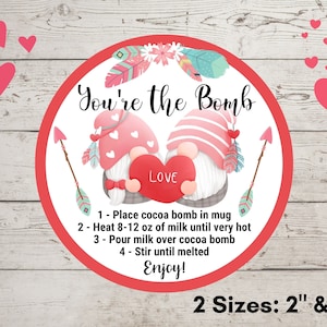 Hot Cocoa Bomb Tags, You Are The Bomb Valentine Tag, Valentine Gnome Hot Chocolate Bomb Tag