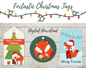 Christmas Gift Tag Printable | Present Tags | Fox Lover Christmas Tags | Holiday Gift Tags | Digital Download