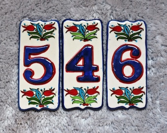 Numeri civici floreali in ceramica fatti a mano / Numeri civici floreali primaverili / Numeri di indirizzo / Numeri amanti della natura / Numeri di porta / Numero di ceramica