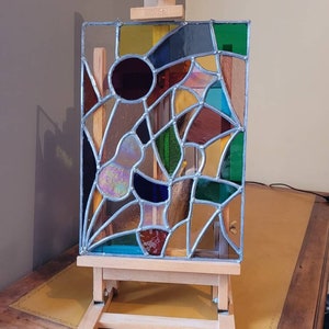Miroir mosaïque multicolore en vitrail - Atelier Ovono Verrier d'art