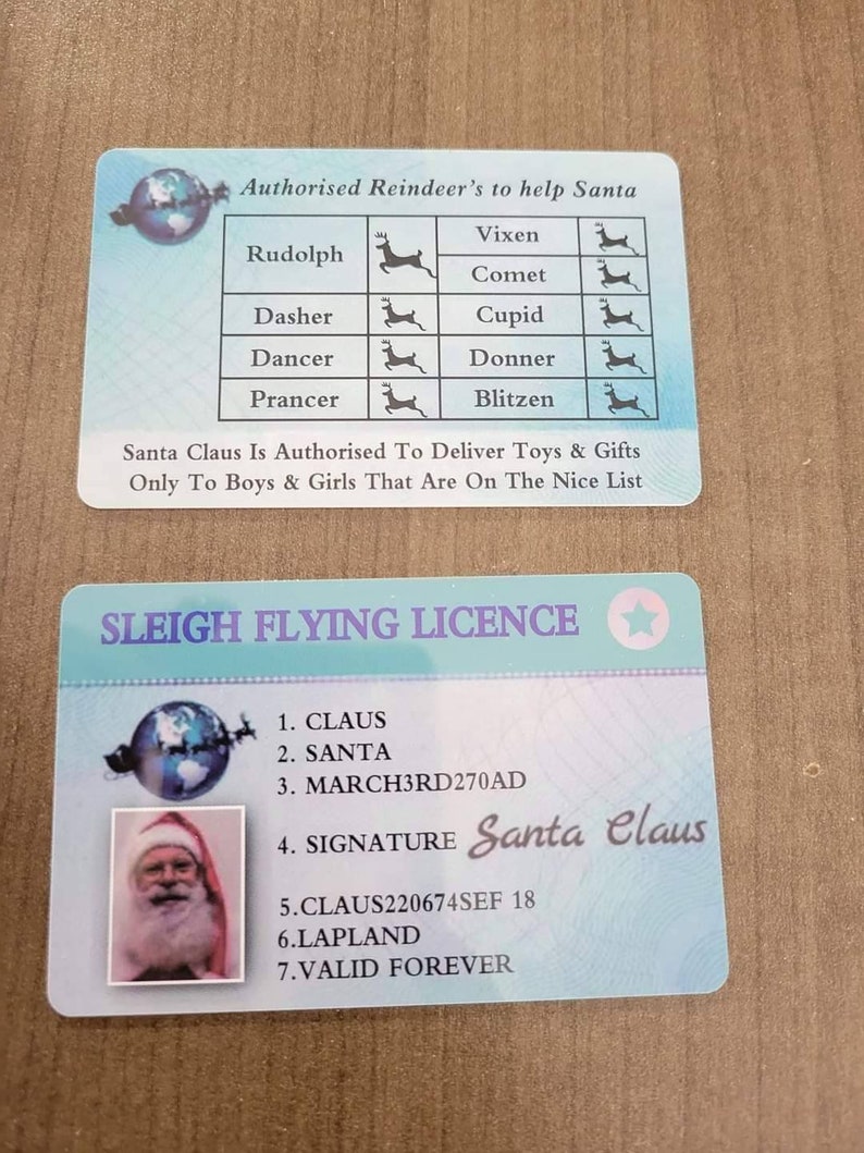 Santa ID Cards/lost Drivers License/santa's Etsy Canada