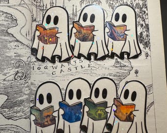 Stickers fantômes lisant des livres Harry Potter
