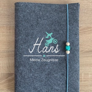 Zeugnismappe zur Einschulung - Mappe aus Filz mit Motiv für die Zeugnisse deines Kindes - Zeugnishülle personalisiert - Einschulungsgeschenk
