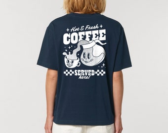 HOT & FRESH COFFEE T Shirt | Unisex T Shirt | Graphic Tee | Retro Cartoon T Shirt | Cute T Shirt | Coffee Gift | Espresso | Breakfast Tee