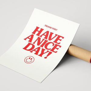 HAVE A NICE DAY Print | A4 | A3 | A2 | Retro Wall Art | Smiley Face ...