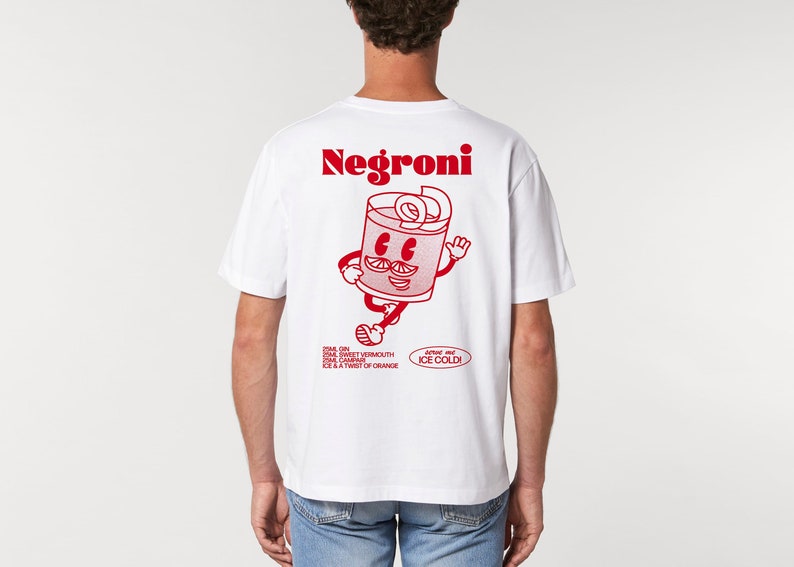 NEGRONI T Shirt Unisex T Shirt Cocktail T Shirt Graphic T Shirt Retro Cartoon T Shirt Aesthetic T Shirt Negroni Gift image 1