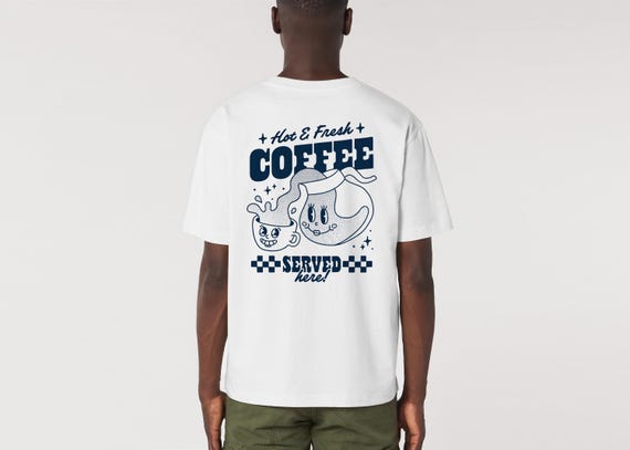 HOT & FRESH COFFEE T Shirt | Unisex T Shirt | Graphic Tee | Retro Cartoon T Shirt | Cute T Shirt | Coffee Gift | Espresso | Breakfast Tee