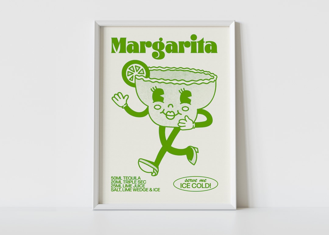 MARGARITA Print | A4 | A3 | A2 | Retro Cocktail Wall Art | Cute ...