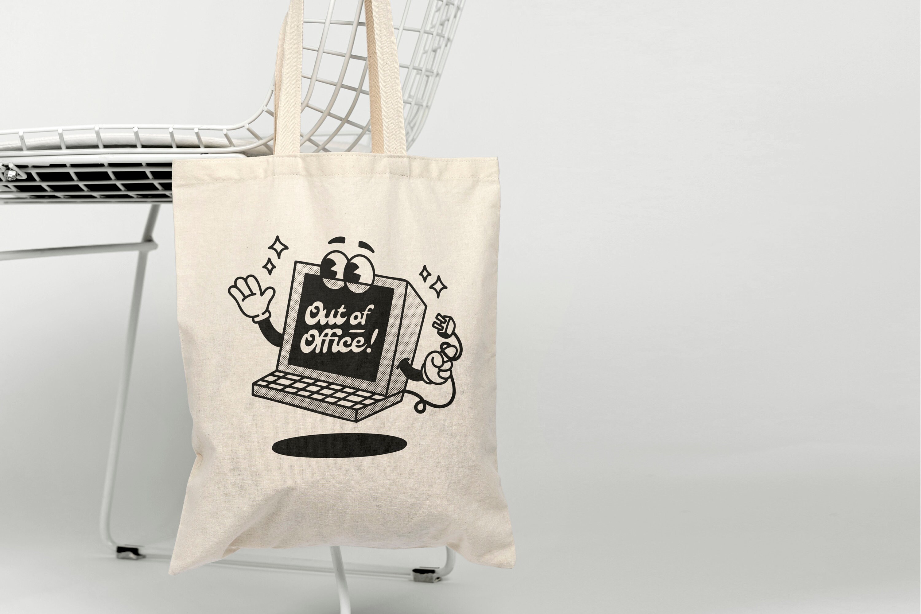 OUT OF OFFICE Tote Bag Schwere Bio Baumwolle Wiederverwendbare Tasche Umweltfreundlich Retro Einkaufstasche Niedliche Illustration Strandtasche Geschenk Etsy