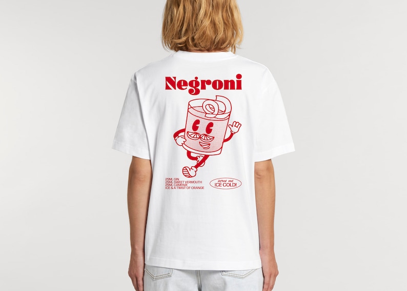 NEGRONI T Shirt Unisex T Shirt Cocktail T Shirt Graphic T Shirt Retro Cartoon T Shirt Aesthetic T Shirt Negroni Gift image 3