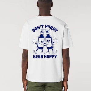 Camiseta de cerveza / Camiseta unisex / Camiseta "Don't Worry Be Happy" / Camiseta gráfica / Camiseta retro de dibujos animados / Camiseta estética / Regalo de cerveza