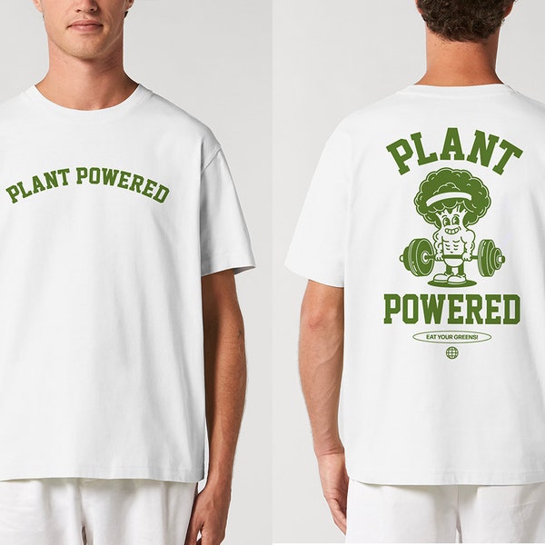 PLANT POWERED T Shirt | Sustainable T Shirt | Unisex Graphic T Shirt | 100% Organic T Shirt | Vegan | Vegetarian | Plant Based | Gift