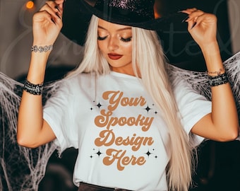 Comfort kleuren C1717 wit shirt mockup T-shirt mockup T-shirt mockup herfst shirt mockup halloween shirt mockup wit T-shirt halloween mockup