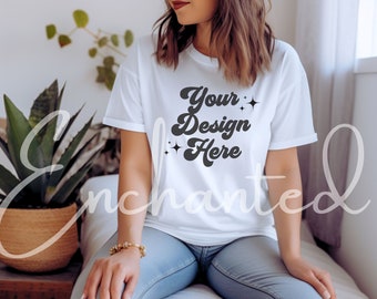 Bella Canvas 3001 TShirt Mockup Bella Canvas Shirt White T-shirt Mockup Shirt Mockup White Shirt Mockup Model Mockup White Bella Canvas Mock