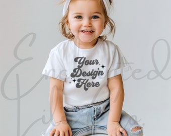 Kids Gildan 5000B White T-Shirt Mockup Kids Girl T-Shirt Mockup Girl TShirt Mockup Kids Outdoor Mockup Toddler Girl Mockup Fall Shirt Mock