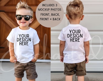 Kids Bella Canvas 3001T White T-Shirt Mockup Kids T-Shirt Mockup Boy TShirt Mockup Kids Outdoor Mockup Toddler Boy Summer Mockup