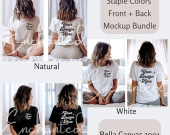 Front and Back Bella Canvas 3001 Natural Mockup Back Shirt Mockup Front Back Mockup 3001 TShirt Mock Up Oversized Mockup Model Mockup Mock