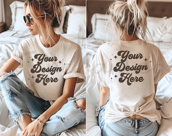 Front and Back Comfort Colors C1717 Mockup Back Shirt Mockup Front Back Mockup C1717 TShirt Mock Up Oversized Mockup Model Mockup Mock Ivory