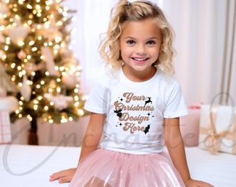 Kinderen wit TShirt Mockup Kinder T-Shirt Mockup Meisjesshirt Mockup Kids Mockup Bundel Mockup Jeugd Mockup Kerst Mockup voor kinderen Kinder Mockup