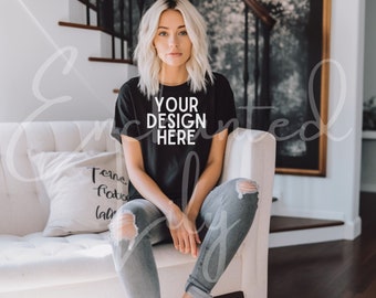 Bella Canvas 3001 TShirt Mockup Bella Canvas Shirt Black T-shirt Mockup Shirt Mockup Black Shirt Mockup Tee Mockup Model Mockup Bella Mockup