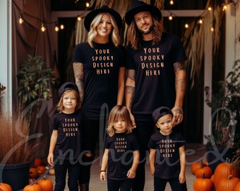 Halloween Mockup for Fall Mockup for Halloween Family Mockup Bella Canvas Black Tshirt 3001 Mockup BC 3001 Mock Up Halloween Shirt mockup