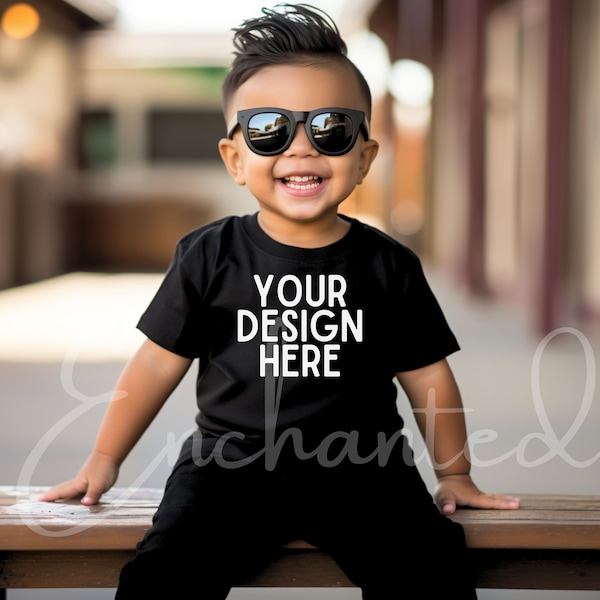 Kids Bella Canvas 3001T Black T-Shirt Mockup Kids T-Shirt Mockup Boy TShirt Mockup Kids Outdoor Mockup Toddler Boy Mockup Kids TShirt