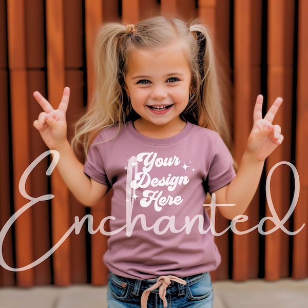 Kids Bella Canvas 3001T Heather Mauve T-Shirt Mockup Kids T-Shirt Mockup Girl TShirt Mockup Kids Outdoor Mockup Toddler Girl Summer Mockup