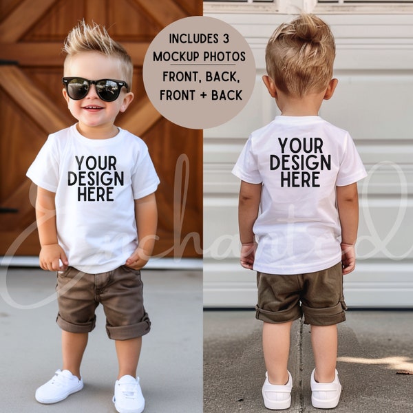 Kids Bella Canvas 3001T White T-Shirt Mockup Kids T-Shirt Mockup Boy TShirt Mockup Kids Outdoor Mockup Toddler Boy Summer Mockup