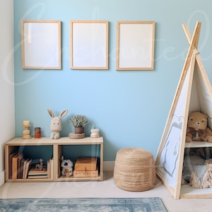 Boy Nursery Home Interior 3 Frame Mockup Wall Art Mock up Boho Wall Art Mockup