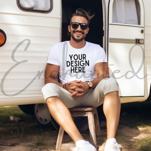 Bella Canvas 3001 White T-Shirt Mockup White Shirt Mockup White TShirt Mockup Mens Mockup Male Model Mockup Bella Mockup Bella Canvas Mockup