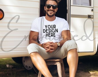Bella Canvas 3001 White T-Shirt Mockup White Shirt Mockup White TShirt Mockup Mens Mockup Male Model Mockup Bella Mockup Bella Canvas Mockup