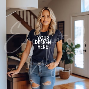 Bella Canvas 3001 TShirt Mockup Bella Canvas Shirt Navy T-shirt Mockup Shirt Mockup Navy shirt Mockup Tee Mockup Model Mockup Bella Mockup