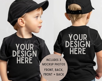 Kids Bella Canvas 3001T Black T-Shirt Mockup Kids T-Shirt Mockup Boy TShirt Mockup Kids Outdoor Mockup Toddler Boy Summer Mockup