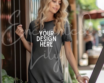 Comfort Colors C1717 Pepper Shirt Mockup Tshirt Mockup Gray Tee Mockup C1717 Model Mockup Boho Shirt Mock up Grey Mockup TShirt Mock Up