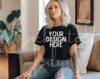 Bella Canvas 3001 TShirt Mockup Bella Canvas Shirt Black T-shirt Mockup Shirt Mockup Black Shirt Mockup Tee Mockup Model Mockup Bella Mockup