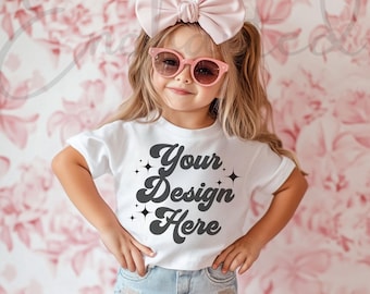 Kids White Shirt Mockup Kids Mockup Girl TShirt Mockup Kids T-Shirt Mockup Toddler Girl Kids Shirt Mockup