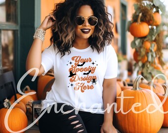 Bella Canvas 3001 Tshirt Mockup Plus Size Shirt Mockup Halloween Mockup Shirt Bella Canvas Weißes Shirt Mockup Modell Mockup Herbst Mock Up