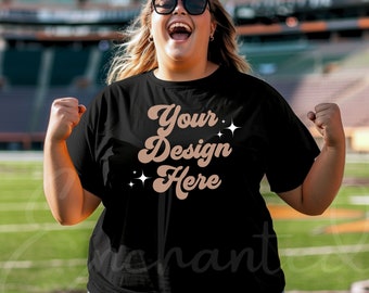 Bella Canvas 3001 TShirt Mockup Plus Size Mockup Model Mockup Black Tee Mockup Black T-Shirt Model Digital Download Mockup Plus Size Mock