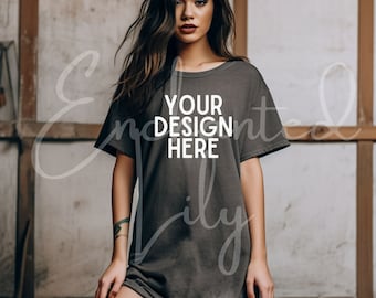 Comfort Colors C1717 Pepper Shirt Mockup Tshirt Mockup Gray Tee Mockup C1717 Model Mockup Boho Shirt Mock up Grey Mockup TShirt Mock Up