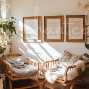 Wall Art Mockup Home Interior 3 Frame Mockup Boho Wall Art Mockup