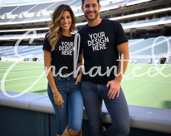Bella Canvas 3001 Black Shirt Mockup Black TShirt Mockup Couple Mockup Bella Canvas Mockups Football Shirt Mockup Football Mockup Fall Mock