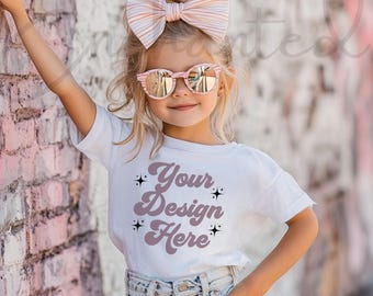 Kids White Shirt Mockup Kids Mockup Girl TShirt Mockup Kids T-Shirt Mockup Toddler Girl Kids Shirt Mockup