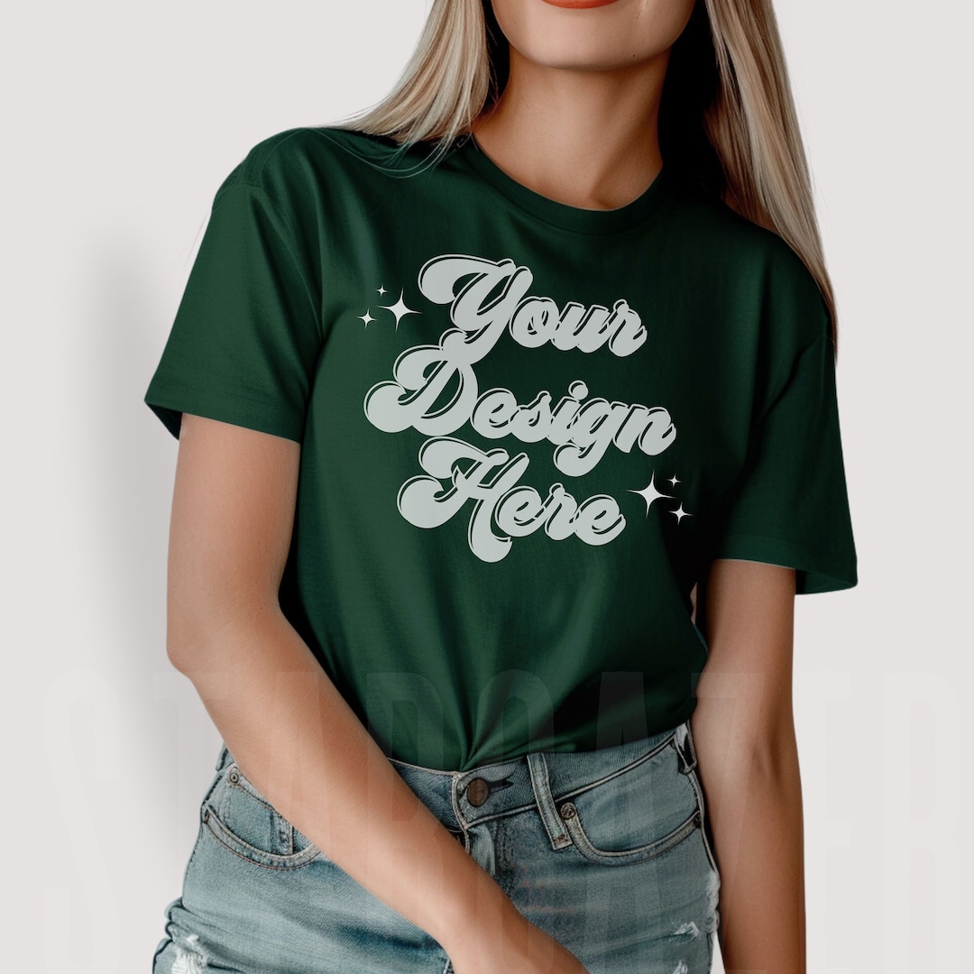 Bella Canvas 3001 Forest Green Shirt Bella Canvas Shirt Mockup Women ...