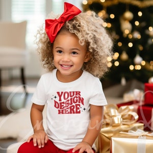 Kids White TShirt Mockup Kids T-Shirt Mockup Girl Shirt Mockup Kids Outdoor Mockup Toddler Girl Winter Mockup Kids Christmas Mockup