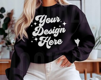 Gildan 18000 Black Sweatshirt Mockup Gildan Mockup Gildan Sweatshirt Mock Up Oversized Sweatshirt Mockup Sweatshirt Mockups