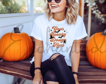Bella Canvas 3001 Tshirt Mockup Herfst Mockup Halloween Mockup Shirt Bella Canvas Shirt Wit Shirt Mockup Model Mockup Fall Mock Up