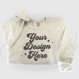 Gildan 18000 Sand Sweatshirt Gildan Sweatshirt Mockup Sweatshirt Mock up Gildan Crewneck Mockups 18000 Mockup Gildan Mockup Flat Lay